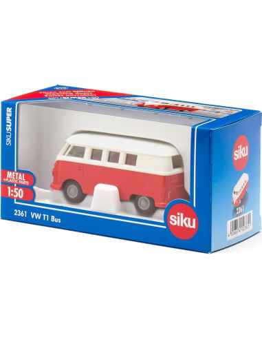 Autobús de Juguete VW T1 Siku 2361 Escala 1:50 Rojo/Blanco