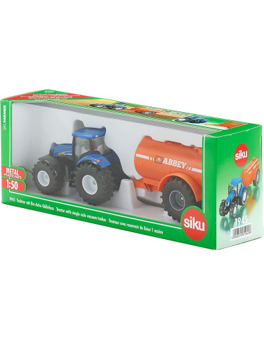 Tractor Siku 1945 New Holland con Tanque de Eje Simple 1:50