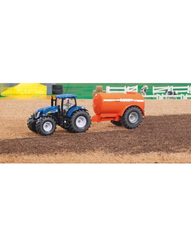 Tractor Siku 1945 New Holland con Tanque de Eje Simple 1:50