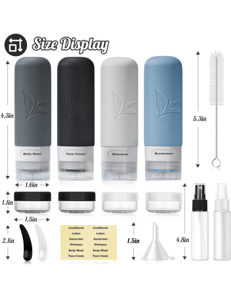 Juego de Botellas de Silicona 18 Piezas JBYAMUS A Prueba de Fugas
