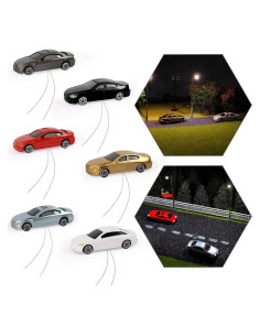 Coches Modelo Iluminados LED Evemodel 1:87 Escala HO - 8 Piezas