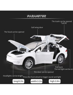 Modelo de Coche Diecast Tesla Model X JIAYEMODEL 21.1 cm 2