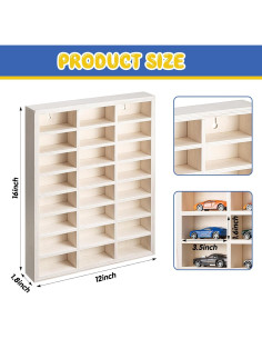 Estante de Exhibición de Coches de Juguete 24 Compartimentos Madera 2