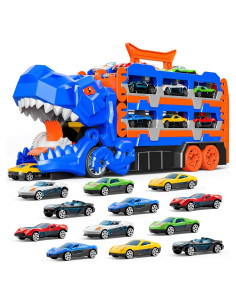 Camión de Transporte de Dinosaurios iHaHa con Pista 59" y 12 Coches