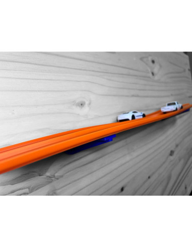 Soporte de Pared para Pistas Hot Wheels - 2 Carriles Azul