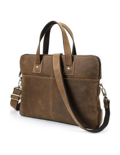 Bolsa Mensajero de Cuero Crazy Horse 16" Marrón Vintage