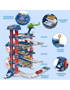 Conjunto de Garaje de Juguete DUYOYU con Elevador y 6 Vehículos 2