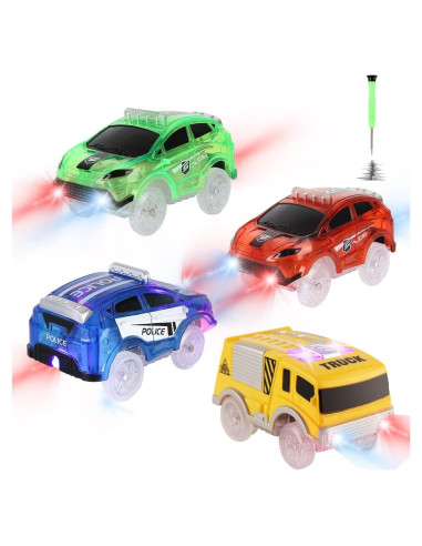 Coches de Pista LED Camel Home 4 Pack Brillan en la Oscuridad