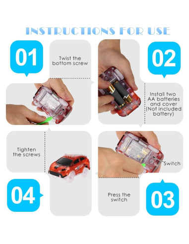 Coches de Pista LED Camel Home 4 Pack Brillan en la Oscuridad