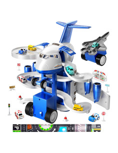 Juguete de avión TEMI con pista y 8 coches para niños 3-5 años