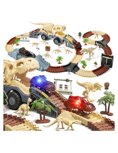 Pista de Carreras de Dinosaurios TUMAMA - 162 Bloques Flexibles