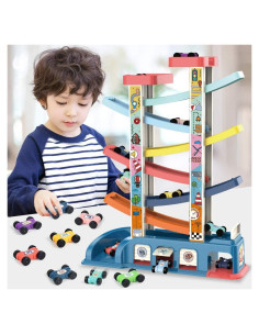 Pista de Carreras para Niños LiDi RC con 6 Rampas y 8 Coches