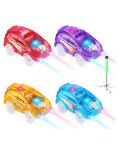 Coches de Pista de Carreras Save Unicorn con Luces LED - Paquete de 4