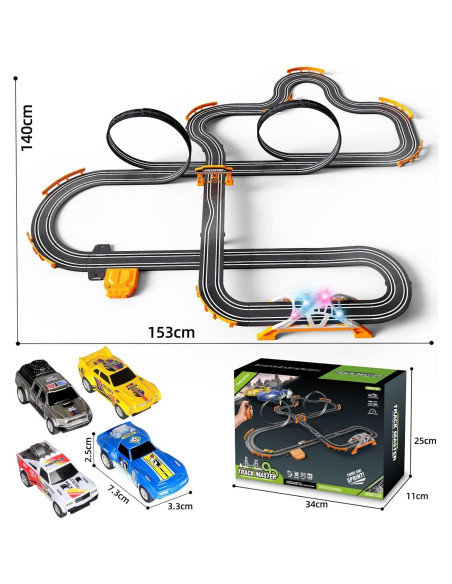 Pista de Carreras Eléctrica DR 8.53m con 4 Coches para Niños