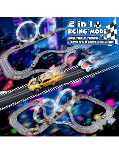 Conjunto de Pista de Carreras Eléctrica RIANEAN 7.5m con 4 Coches
