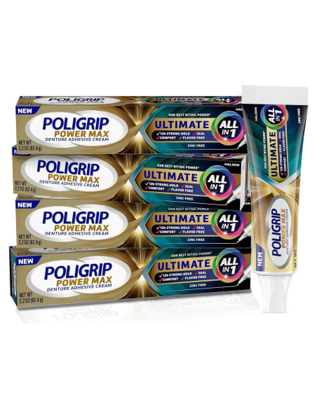 Poligrip Power Max Ultimate Crema Adhesiva Dentaduras 4x62.37g