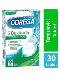 Limpiador de Dentaduras Corega 30 Tabletas 3 Minutos Acción Rápida 2