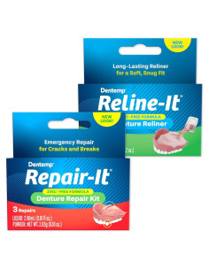 Kit de Reparación de Dentaduras Dentemp Repair-it y Reline-it - Ajuste y Reajuste