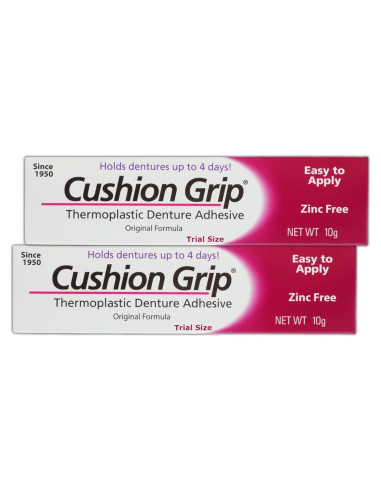 Adhesivo para Dentaduras Cushion Grip 0.35 oz Viaje 2 Piezas