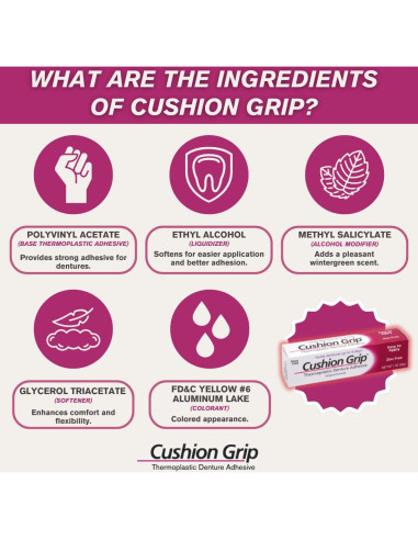 Adhesivo para Dentaduras Cushion Grip 0.35 oz Viaje 2 Piezas
