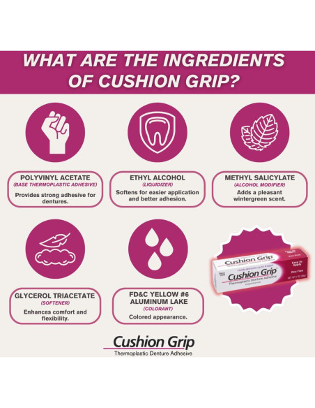 Adhesivo para Dentaduras Cushion Grip 0.35 oz Viaje 2 Piezas Adhesivo para Dentaduras Cushion Grip 0.35 oz Viaje 2 Piezas