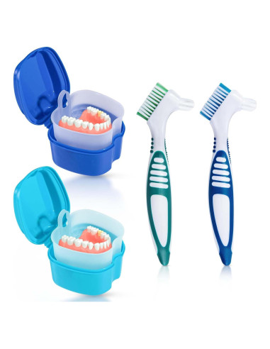 Estuche de Baño para Dentaduras KISEER 2 Piezas Azul