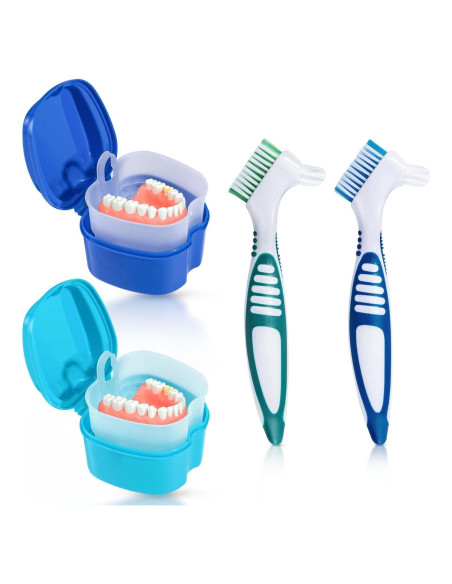 Estuche de Baño para Dentaduras KISEER 2 Piezas Azul