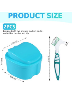Estuche de Baño para Dentaduras KISEER 2 Piezas Azul 2