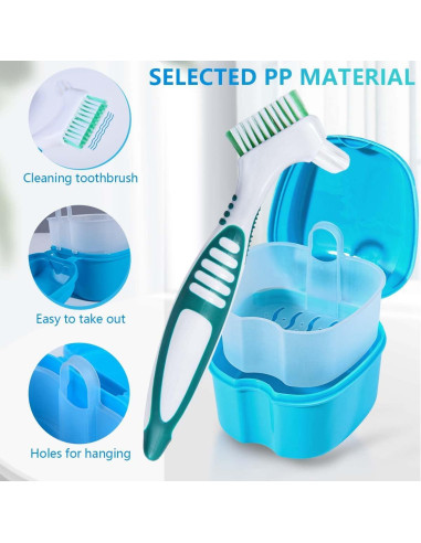 Estuche de Baño para Dentaduras KISEER 2 Piezas Azul