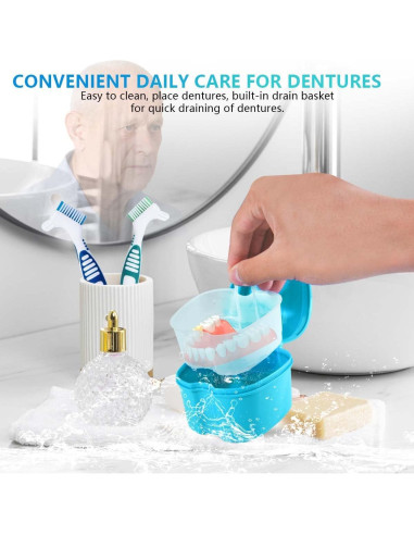 Estuche de Baño para Dentaduras KISEER 2 Piezas Azul