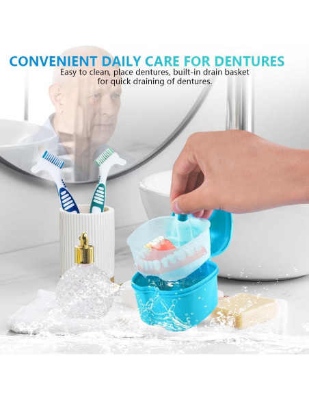 Estuche de Baño para Dentaduras KISEER 2 Piezas Azul