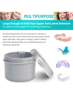 Caja de Dentaduras Mckkor a Prueba de Fugas con Cepillo - Gris 2