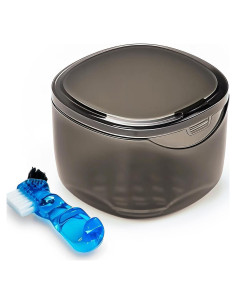 Caja para Dentaduras EZEELAI Negra Transparente con Cepillo 9x7cm