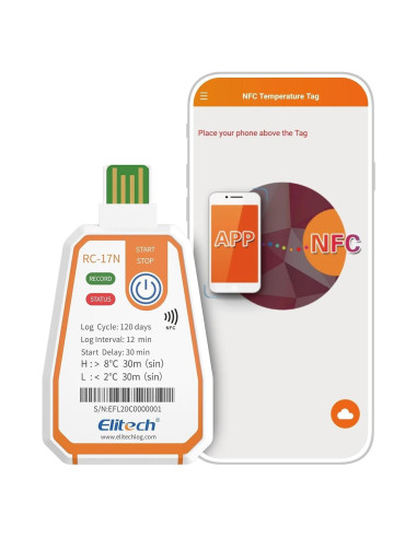 Registrador de Datos de Temperatura Elitech RC-17N NFC USB