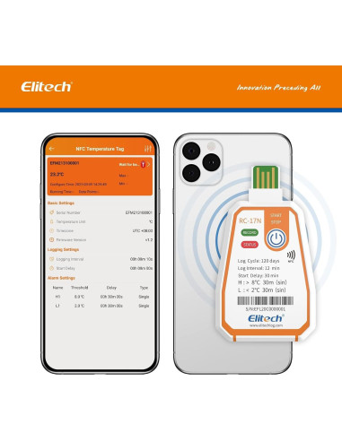 Registrador de Datos de Temperatura Elitech RC-17N NFC USB