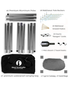 Tienda de Playa Mediana Red Suricata 2.2m x 2.2m Gris UPF50 2