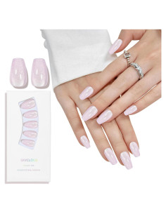 Uñas Postizas SKYCLOUD Morado Coffin 24 Piezas con Pegamento