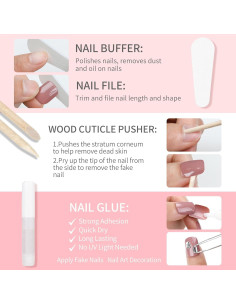 Uñas Postizas SKYCLOUD Morado Coffin 24 Piezas con Pegamento 2