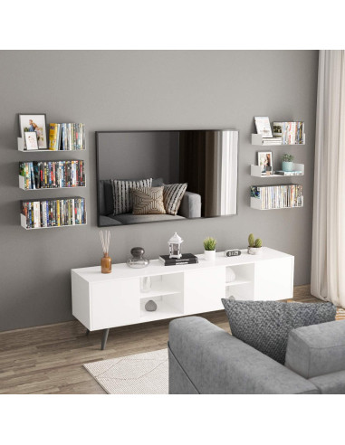 Estantes Flotantes Wallniture Bali Blancos - Juego de 6 Unidades