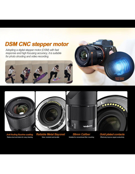Lente Prime YONGNUO YN16mm F1.8 para Cámaras Sony E-Mount Lente Prime YONGNUO YN16mm F1.8 para Cámaras Sony E-Mount