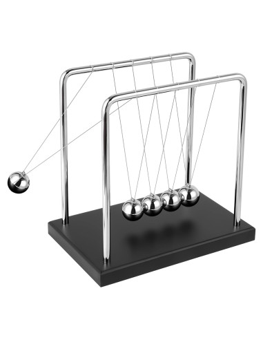 Péndulo de Newton Grande WXBRMCRY con 5 Bolas y Base de Madera