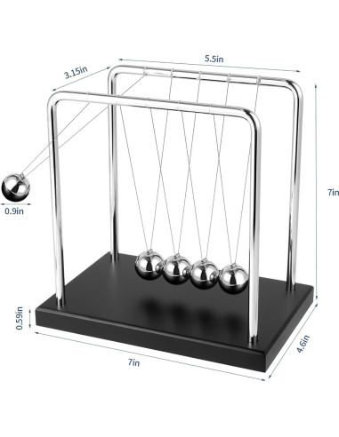 Péndulo de Newton Grande WXBRMCRY con 5 Bolas y Base de Madera
