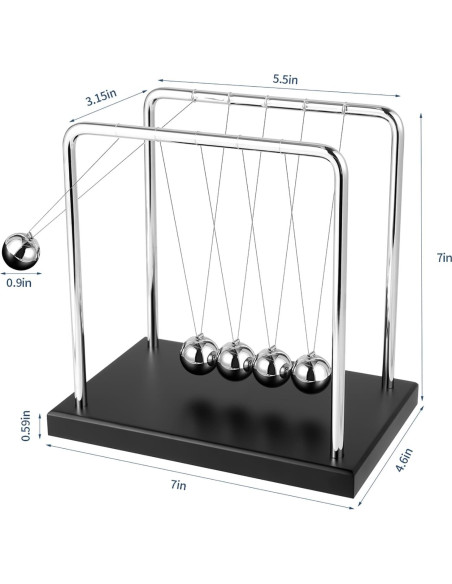 Péndulo de Newton Grande WXBRMCRY con 5 Bolas y Base de Madera
