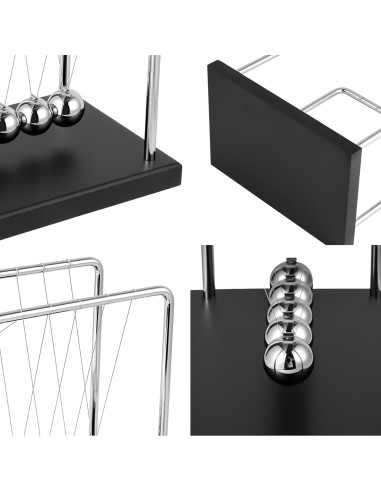 Péndulo de Newton Grande WXBRMCRY con 5 Bolas y Base de Madera