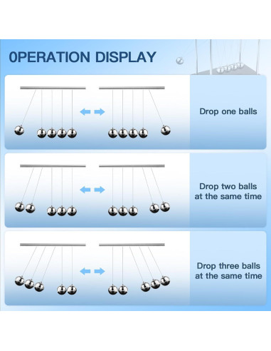 Péndulo de Newton Grande WXBRMCRY con 5 Bolas y Base de Madera