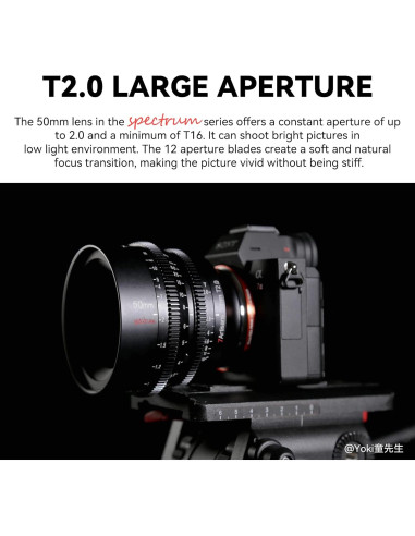 Lente Cine 50mm T2.0 7artisans para Nikon Z - Enfoque Manual