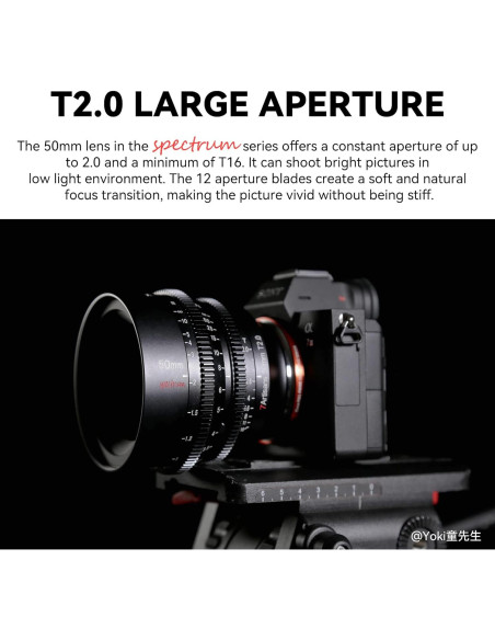 Lente Cine 50mm T2.0 7artisans para Nikon Z - Enfoque Manual