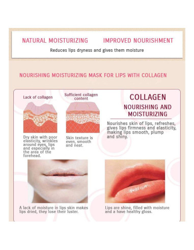 Mascarilla Labial Hidratante Felico 30PCS Colágeno Rosa