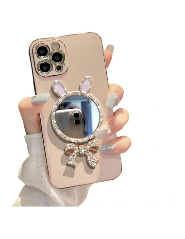 Funda Bumper YAOZOCASE Rosa para iPhone 14 Pro Max con Espejo