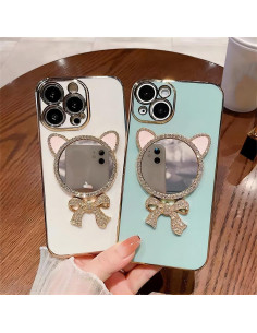 Funda Bumper YAOZOCASE Rosa para iPhone 14 Pro Max con Espejo 2